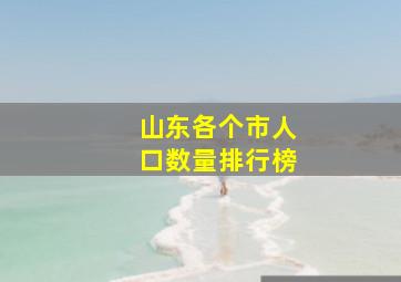 山东各个市人口数量排行榜