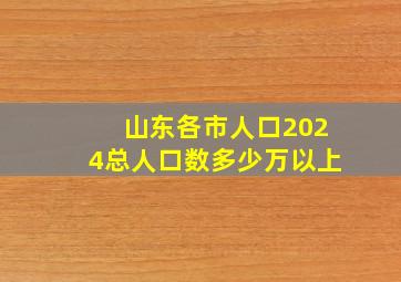 山东各市人口2024总人口数多少万以上