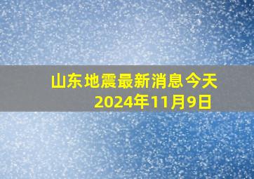 山东地震最新消息今天2024年11月9日