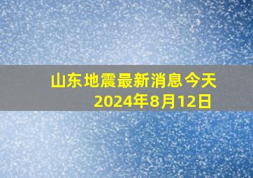 山东地震最新消息今天2024年8月12日