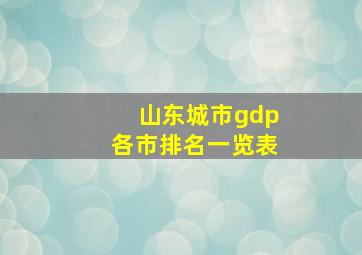 山东城市gdp各市排名一览表