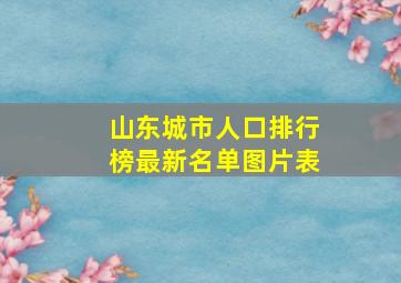 山东城市人口排行榜最新名单图片表