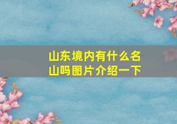 山东境内有什么名山吗图片介绍一下