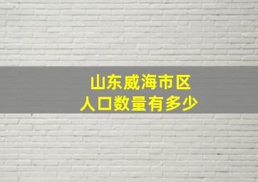 山东威海市区人口数量有多少