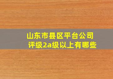 山东市县区平台公司评级2a级以上有哪些