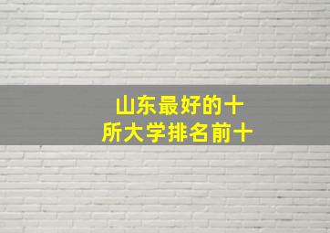 山东最好的十所大学排名前十