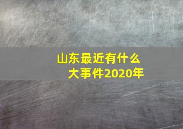 山东最近有什么大事件2020年