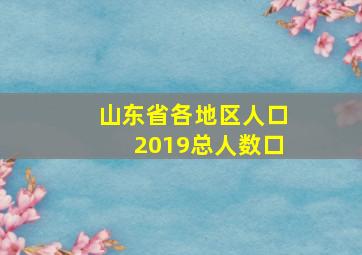 山东省各地区人口2019总人数口