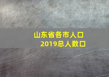 山东省各市人口2019总人数口