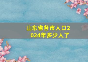 山东省各市人口2024年多少人了