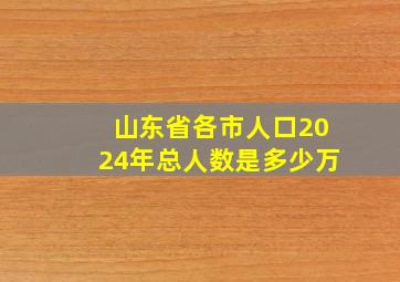 山东省各市人口2024年总人数是多少万