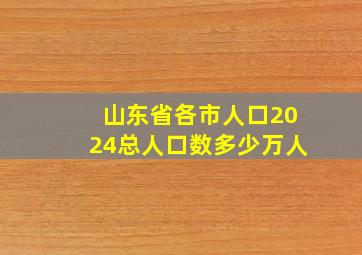 山东省各市人口2024总人口数多少万人