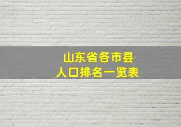 山东省各市县人口排名一览表