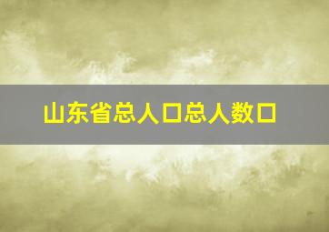 山东省总人口总人数口