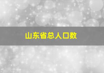 山东省总人口数