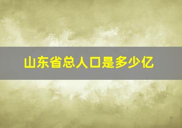 山东省总人口是多少亿