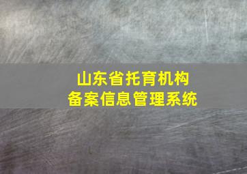 山东省托育机构备案信息管理系统