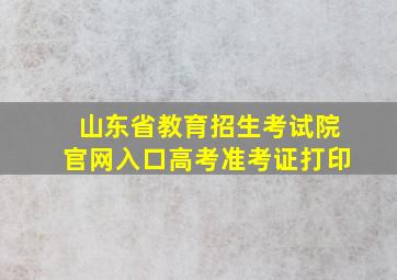 山东省教育招生考试院官网入口高考准考证打印