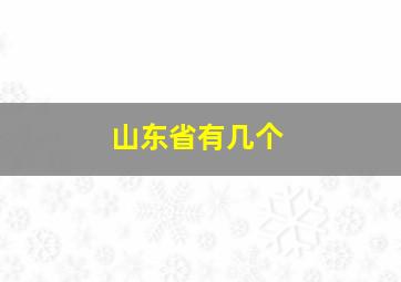 山东省有几个