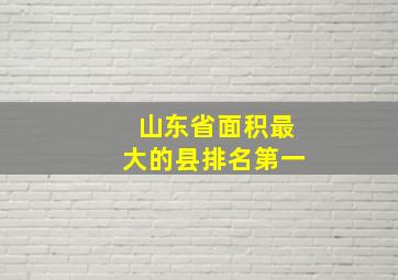 山东省面积最大的县排名第一