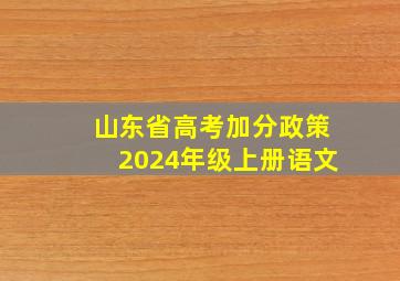 山东省高考加分政策2024年级上册语文