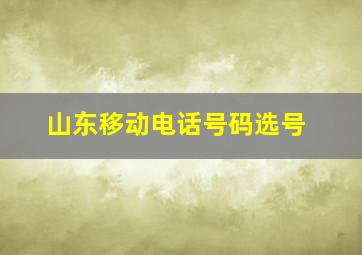 山东移动电话号码选号