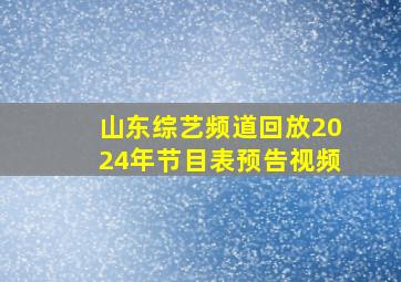 山东综艺频道回放2024年节目表预告视频