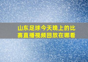 山东足球今天晚上的比赛直播视频回放在哪看