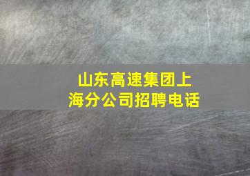 山东高速集团上海分公司招聘电话