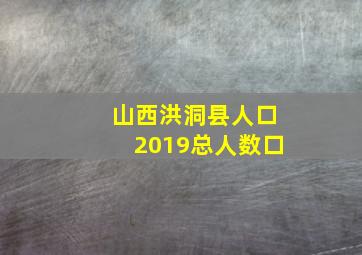 山西洪洞县人口2019总人数口