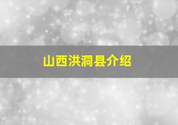 山西洪洞县介绍