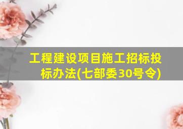 工程建设项目施工招标投标办法(七部委30号令)