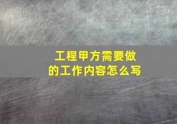 工程甲方需要做的工作内容怎么写