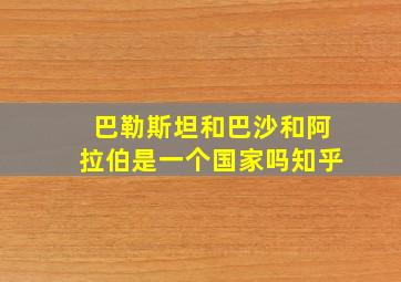 巴勒斯坦和巴沙和阿拉伯是一个国家吗知乎