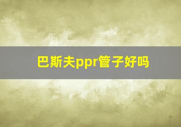 巴斯夫ppr管子好吗