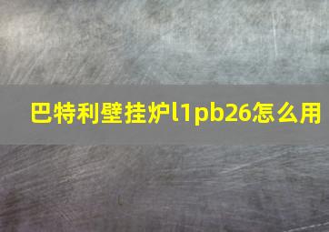 巴特利壁挂炉l1pb26怎么用