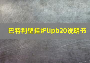 巴特利壁挂炉lipb20说明书