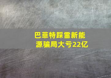 巴菲特踩雷新能源骗局大亏22亿