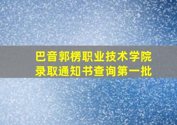 巴音郭楞职业技术学院录取通知书查询第一批