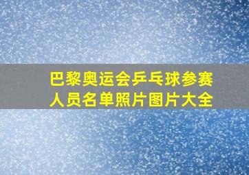 巴黎奥运会乒乓球参赛人员名单照片图片大全