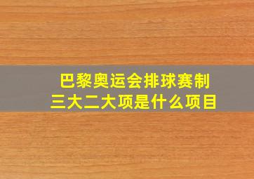 巴黎奥运会排球赛制三大二大项是什么项目