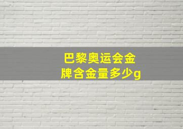 巴黎奥运会金牌含金量多少g