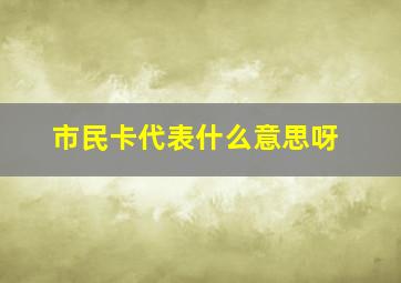 市民卡代表什么意思呀