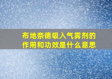 布地奈德吸入气雾剂的作用和功效是什么意思