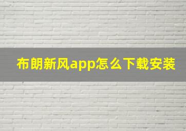 布朗新风app怎么下载安装