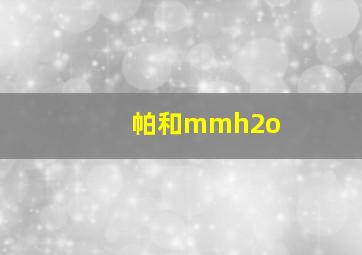 帕和mmh2o