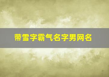 带雪字霸气名字男网名