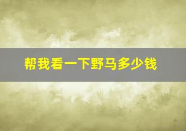 帮我看一下野马多少钱