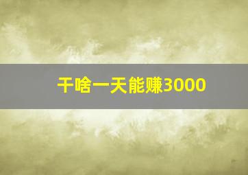 干啥一天能赚3000