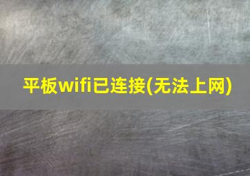 平板wifi已连接(无法上网)